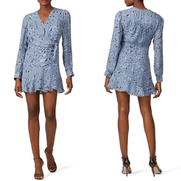 Parker Silk Long Sleeve Ruffle Mini Dress Size 18 Arctic Tiger Print Summer Boho - Picture 2 of 15